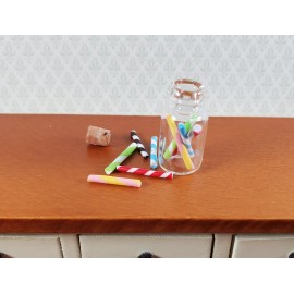 The Dolls House Emporium Dollhouse Treat Jar with Striped Stick Candy 1:12 Scale Miniatures Food Store