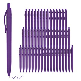 deegtran Pens Bulk, 50 Pack No Bleed Purple Click Pens, Wholesale Retractable Ballpoint Pens, Pens Medium Point, Smooth Ink Pens, 1.0MM Purple Ink