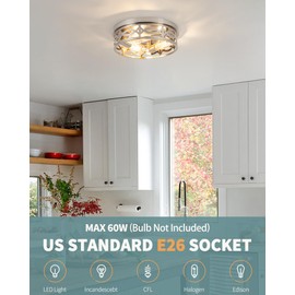 piano7797 Brushed Nickel Flush Mount Ceiling Light Fixtures,3-Light Modern Hallway Light Fixtures, 13 inch Light Fixture Ceiling Mount for Kitchen, Farmhouse,Bedroom 2 Pack