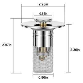 Stainless Steel Bathroom Sink Drain Strainer, Pop Up Sink Drain Filter with Removable Filter Basket,for Us Bathroom Sink Stopper Replacement (2pcs)