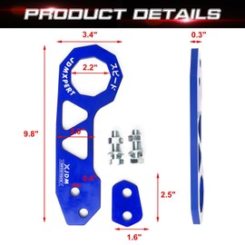 Xotic Tech Auto Aluminum JDM Rear Tow Hook Kit Racing Style Trailer Towing Ring Decoration Car Accessories, Universal Fit Car, Truck, SUV, Most Vehicles (Blue)