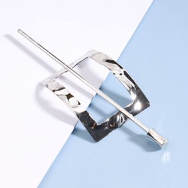 Yheakne Metal Hair Clip Barrette Silver Geometric Hair Holder Clip Pin Vintage Hair Clip Bun Holder Alloy Hair Clip Decorative Hair Accessories for Women and Girls (Silver Square)