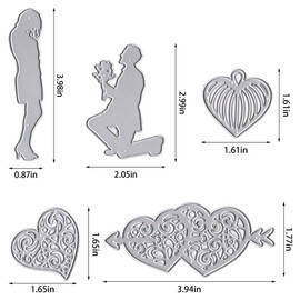 Proposing Couple Lovers Metal Cutting Dies for Card Making, Lace Love Hearts Die Cuts Embossing Stencil Template Tools for Valentine's Day DIY Scrapbooking Paper Card Photo Album Craft Supplies