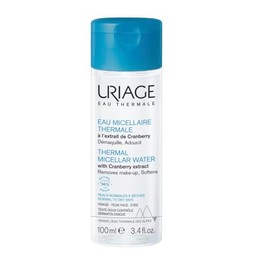Uriage Agua Micelar termal para piel normal a seca 100ml – desmaquilla, suaviza e hidrata – con extracto de arándanos, agua termal y patente LN MODUL