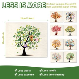 8 Pieces Mixed Trees Owls Swedish Kitchen Dishcloths Washable Reusable Sponge Cleaning Cloths Absorbent Dish Cloth Mixed Trees Dishcloths Drying Cleaning Wipes Dish Towels for Kitchen Bar Counter