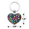 Groovy Hippie Peace and Love Pattern Keychain Heart Love Metal
