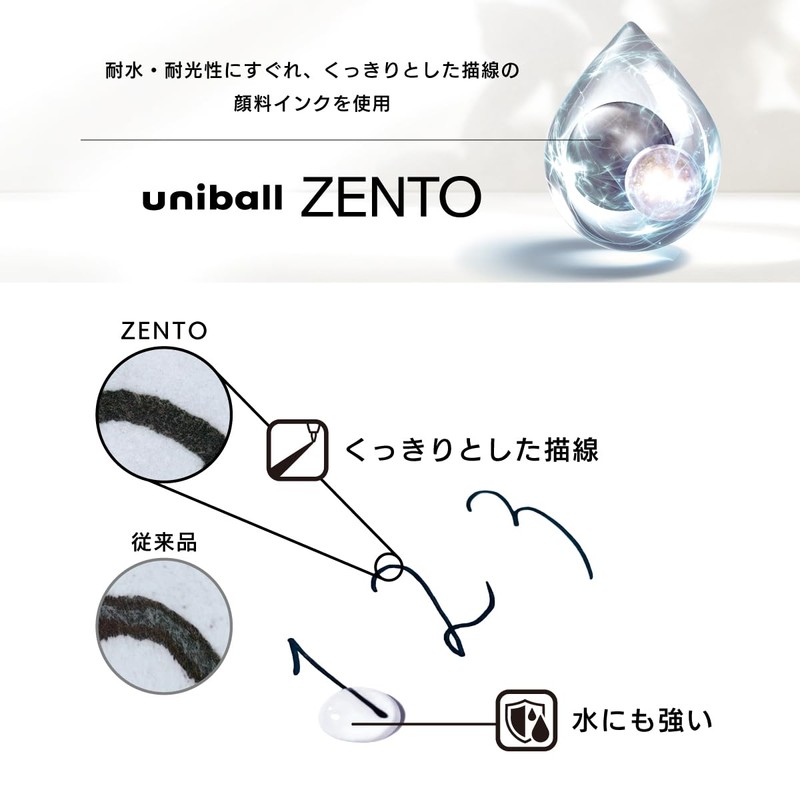 Mitsubishi Pencil Uniball ZENTO Basic 0.38 Water-Based Ballpoint Pen Set