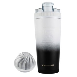Ice Shaker 26Oz Black White Ombre Stainless Steel Protein Shaker, Leak-Proof, Insulated Reusable Gym Water Bottle, As Seen on Shark Tank