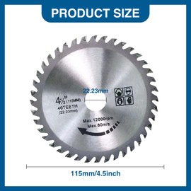 GIONAR 115mm Carbide Saw Blade, 4.5" Angle Grinder Circular Saw Blade, 40 Teeth for Woodworking, Cutting Disc for Wood, Plastic, Alloy, Carbide Finishing Saws Blade, Angle Grinder Wood Cutting Discs