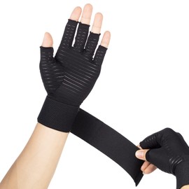 Copper Compression Arthritis Gloves with Adjustable Strap, Best Hand Wrist Support for Carpal Tunnel,(Medium)