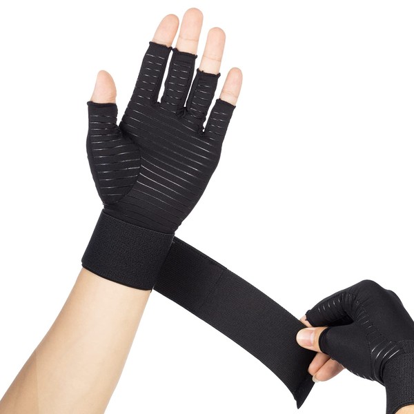 Copper Compression Arthritis Gloves with Adjustable Strap, Best Hand Wrist