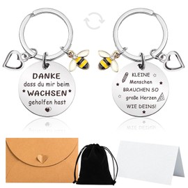 Forbabe Leaving Gift Teacher, Stainless Steel Keyring Thank You Nursery Teacher Gift Thank You Gift Teacher Bee Keyring with Thank You Cards Envelopes Gift Bags