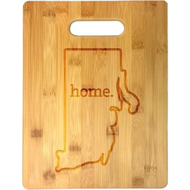 Home State Outline USA United States Laser Engraved Bamboo Cutting Board - Wedding, Housewarming, Anniversary, Birthday, Father's Day, Gift (Rhode Island)