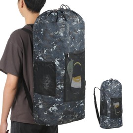 VOOWO College Laundry Bag, Large Laundry Backpack, College Dorm Room Essentials For Guys Girls, Dorm Laundry Bag Backpack With Shoulder Straps, Dirty Clothes Travel Laundry Bag (Dark Camouflage)