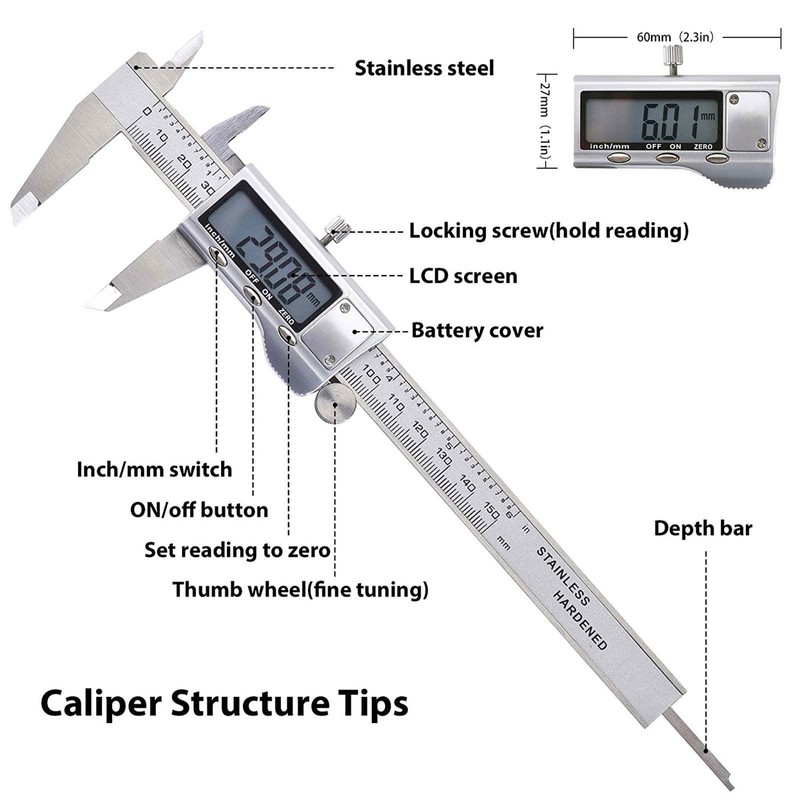 Trimming Shop Digital Vernier Caliper with Extraordinary LCD Screen, Digital
