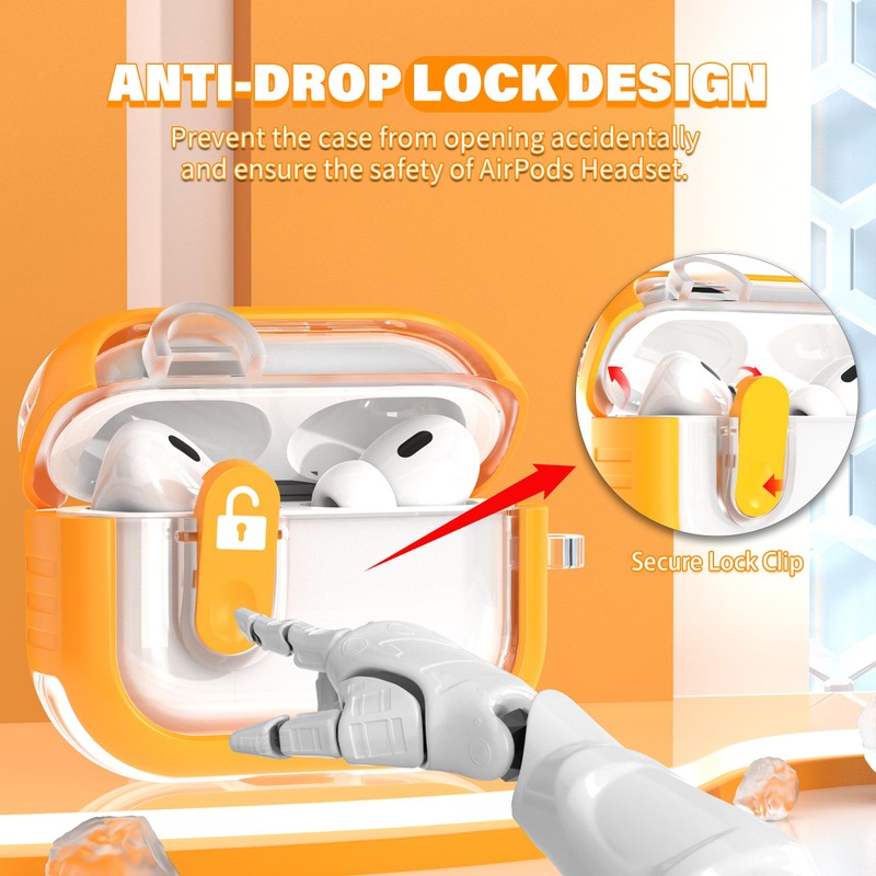 MHYALUDO for Airpods Pro 2nd Generation Case with Secure Lock