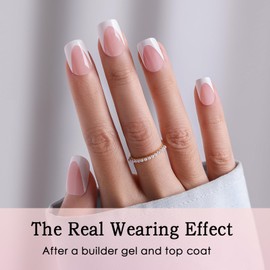 Pink French Gel Nail Tips, OPkssnails 150pcs Short Square Soft Deep French tip press on nails, Pre-shaped Acrylic False Nails, No Need to File Fake Nails Extension in 15 Sizes