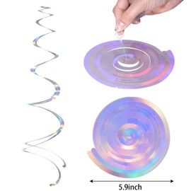 28 Pack Iridescent Ceiling Swirl Foil Decorations Hanging Plastic Streamer Themed Swirl Party Decoration for Celebration