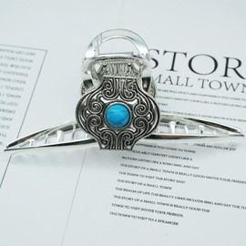 Extral Large Metal Hair Claw Clips Turquoise Blue Stone Hair Claw Clip Western Hair Clips Nonslip Hair Accessories for Women Thick Hair,Silver