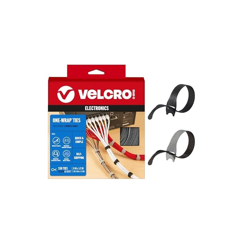 VELCRO Brand 150pk Cable Ties Value Pack Replace Zip Ties