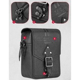 KEMIMOTO - Bolsa lateral universal para manubrio de motocicleta, bolsa de herramientas de piel, bolsa de almacenamiento impermeable, bolsa de almacenamiento Sissy Bar compatible con Cruiser Softail