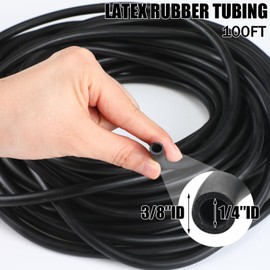 Frienda 100 ft Latex Rubber Tubing 3/8 Inch Od 1/4 Inch ID Surgical Slingshot Bands Rubber Medical Sling Band Fitness Hose Tubing(Black)