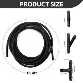 NTNEV 30PCS Car Windshield Washer Hose Kit, 16.4Ft Rubber Washer Hose & T-type Y-type I-type Connector, Connects Car Water Pump and Nozzle Mounting Accessories, Universal Fitting for Most Cars (Black)