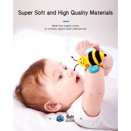 Infinno Baby Wrist Rattle Socks and Foot Finder Set, Perfect Baby Toys for 0-12 Months Newborn Boys and Girls As Shower Gifts, Garden Bug Series