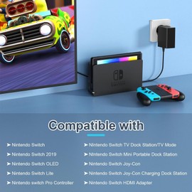 39W Power Supply for Switch/NS Switch, 15V 2.6A Type C Fast Charging Charger for Switch/Switch Lite/Switch Dock/Switch OLED/Switch Pro Controller Supports TV Mode