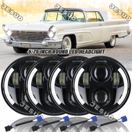 JESUO 4PCS 5-3/4" 5.75" LED Headlights Hi/Lo Beam For Lincoln Continental 1958-1979 A+