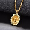 TANGPOET Sterling Silver St Christopher Necklace Womens 24K Gold Plated