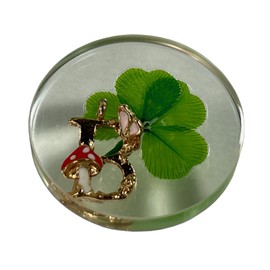 KIN-HEBI Real Four Leaf Clover Good Luck Pocket Token, Preserved, 1.25”, Including Metal Ornament (Initial B)