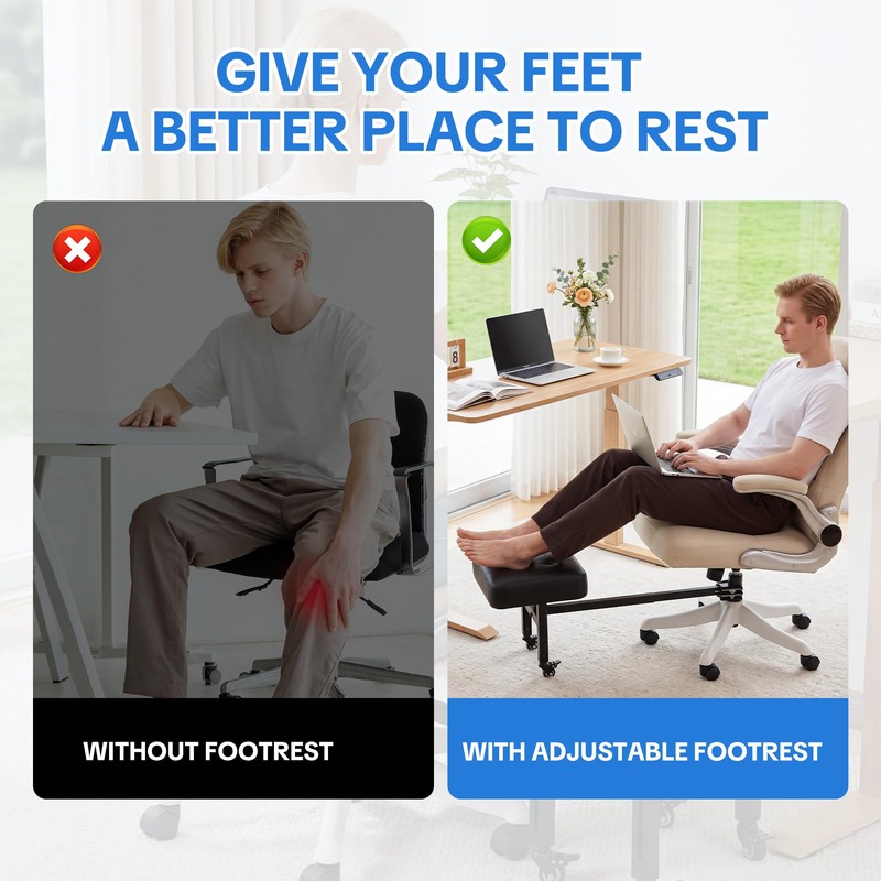 Office Chair Footrest Attachment, Adjustable Height & Distance