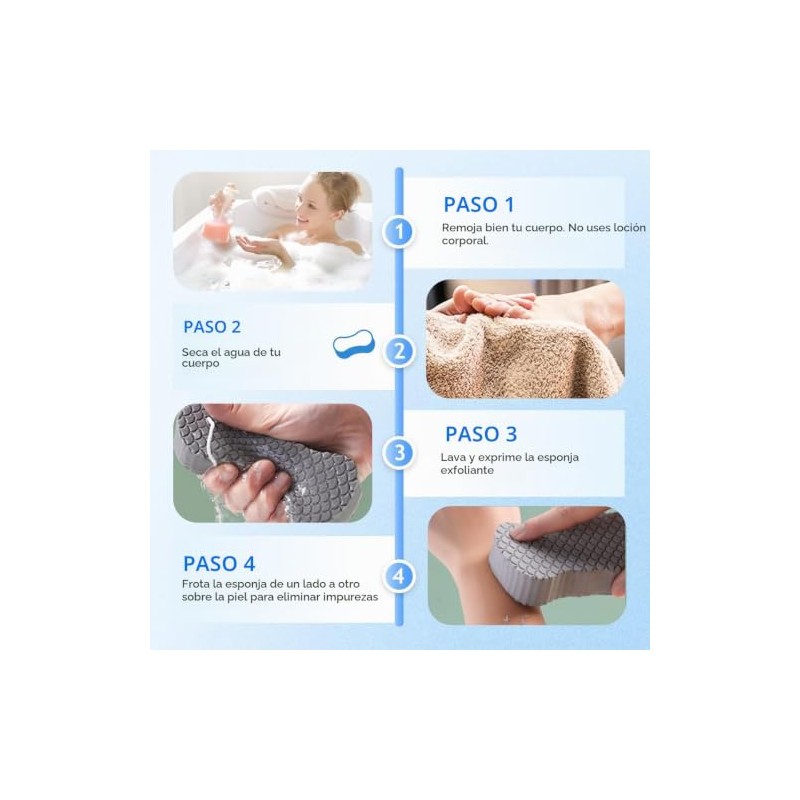 Esponja mágica exfoliante para baño, cepillo corporal reutilizable suave con