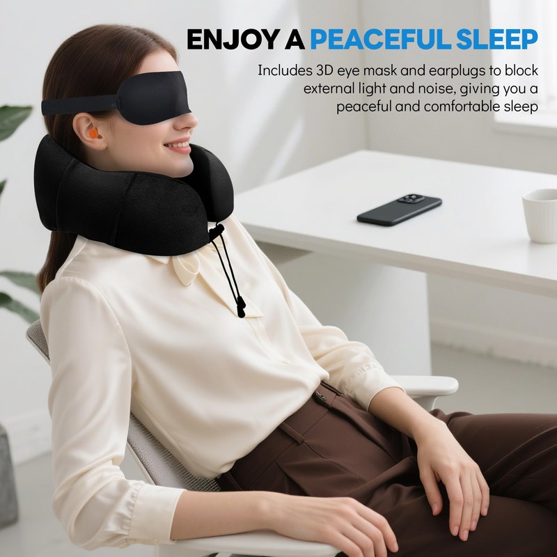 Zepphi Aeroplane Neck Pillow (Black)