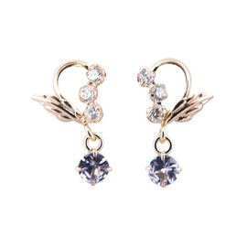 Jewelry Kotobuki December Birthstone Tanzanite Happy Angel Earrings K14PG (Gift Set with Polishing Cloth), K14PG, Tanzanite
