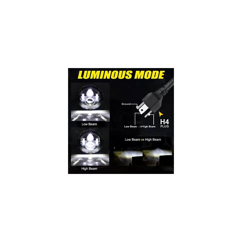 RIDROID 7" Inch LED Headlight +4.5" Passing Lights For Yamaha