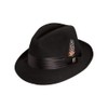 STACY ADAMS Men's Crushable Wool Felt Snap Brim Fedora, Black,
