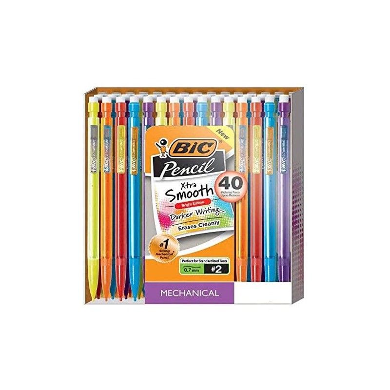 BIC Xtra Smooth Bright Edition Mechanical Pencils (Dark Colours, Erases