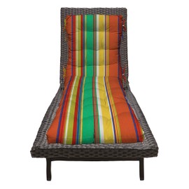 RSH DECOR Tufted Chaise Lounge Seat Cushion, 72”x22” All-Weather Fabric, Water and Fade-Resistant, Outdoor Chair Cushion for Patio Furniture, Bright Colorful Stripe - Made in USA