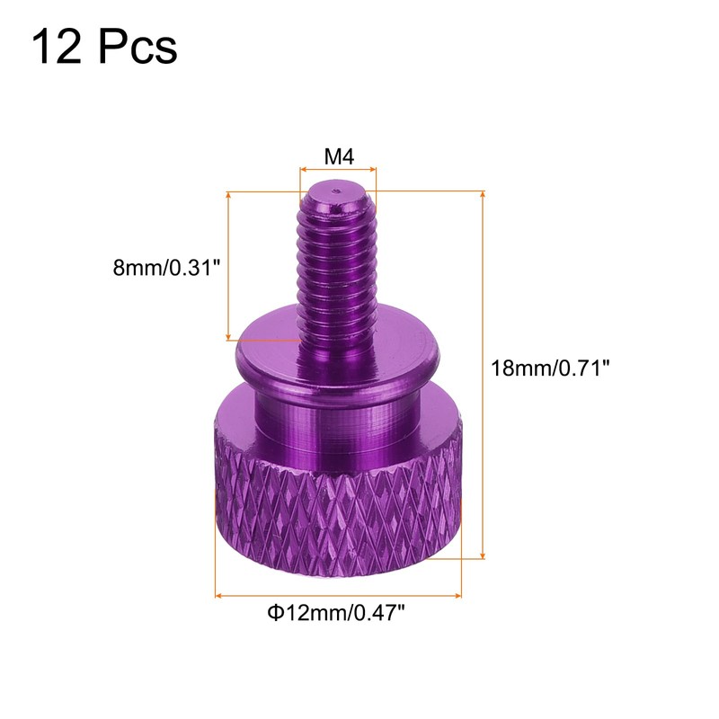sourcing map 12pcs M4x8mm Knurled Thumb Screw Computer Case Threaded