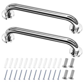 Fousenuk Pack of 2 Grab Bars for Seniors, Stainless Steel 30 cm Shower Bath Handle, Bath Handle, Bathtub Handle, Shower Handles for Wall Mounting, WC, Bathroom, Non-Slip, Safety Handle