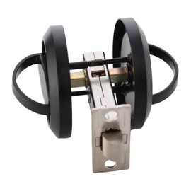 LEICHI Black Stainless Steel Door Knobs Ring Hidden Recessed Cup DoorKnob Furniture Pulls Flat Door Handles Furnture Door Lock, Door Lock, Home Entry Door Handles Lock with Black Chicago Screws, 1 Set