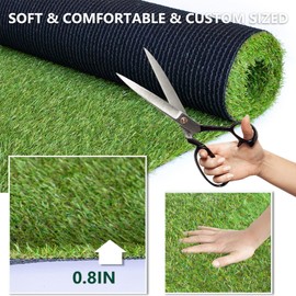 Homietina Artificial Grass Rug 0.8 Inch Pile Height 2FTX36FT Indoor Outdoor Rug Fake Grass Carpet with Drainage Holes Artificial Turf Faux Grass Rug Realistic Turf Soft Rubber Backing Custom Size