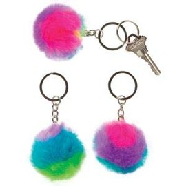 ToyPlaya (12x pcs value pack) Rainbow Puffball Keychains Novelty Toys, Favors and Games