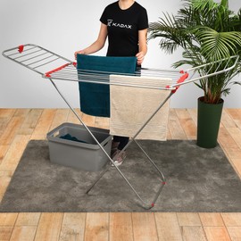 KADAX Extendable Indoor Outdoor Clothes Airer with Wings with 18m Drying Length Garden Balcony Patio House Folding Aluminium Sturdy Lightweight