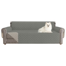 CHUN YI Oversized Couch Cover, Water Resistant Sofa Cover Slipcover for 4 Cushion Sofa, Washable with Adjustable Strap Storage Pocket for Living Room Dog Pet (Oversized Sofa, Light Grey)