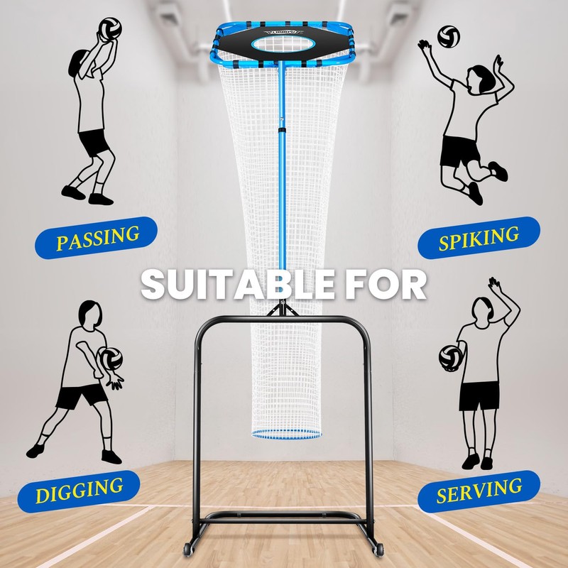 Volleyball Setter Training Net，Height & Angle Adjustable Volley Ball Training