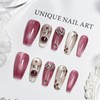 JODSONE Press on Nails Pink Square Cat Eye Handmade 3D