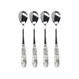 V&A Alice in Wonderland Stainless Steel Teaspoons with Decorative Porcelain Handles, 15.5 cm (6") - White